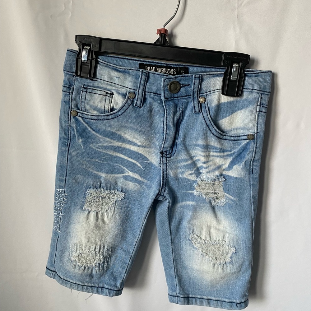 Kids Faded Denim Blue Jean Shorts